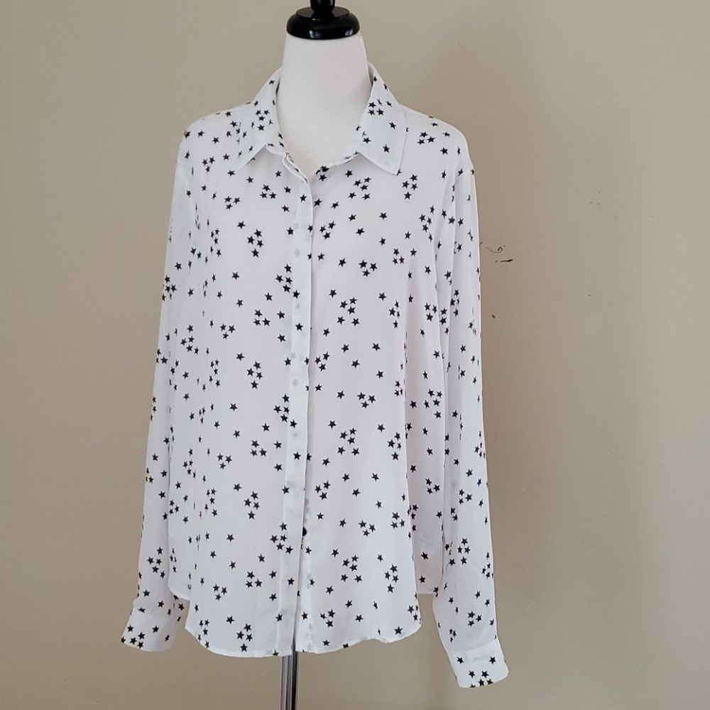 Star printed button down shirt